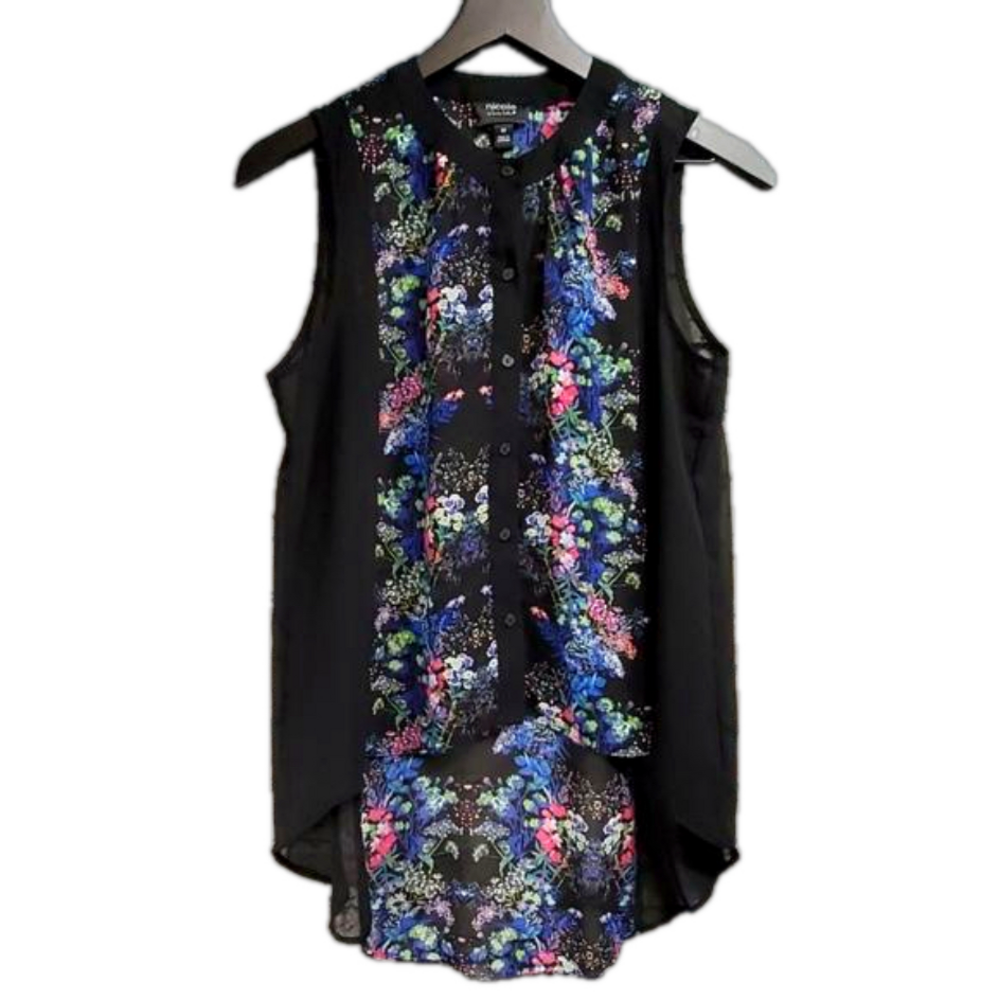Nicole Miller | Sleeveless Floral High Low Blouse